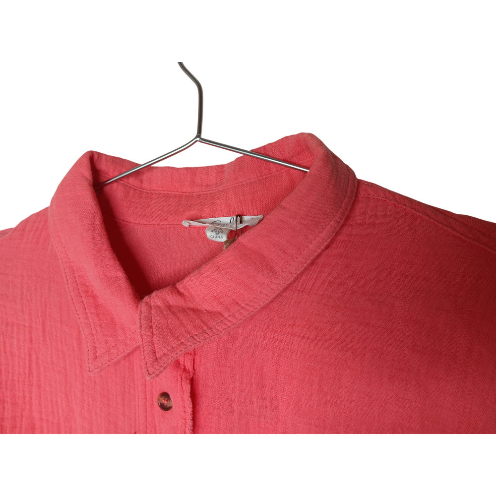 New Easel Los Angeles 2X Coral Pink Gauze Cotton Button Front Top Oversized - Picture 10 of 16